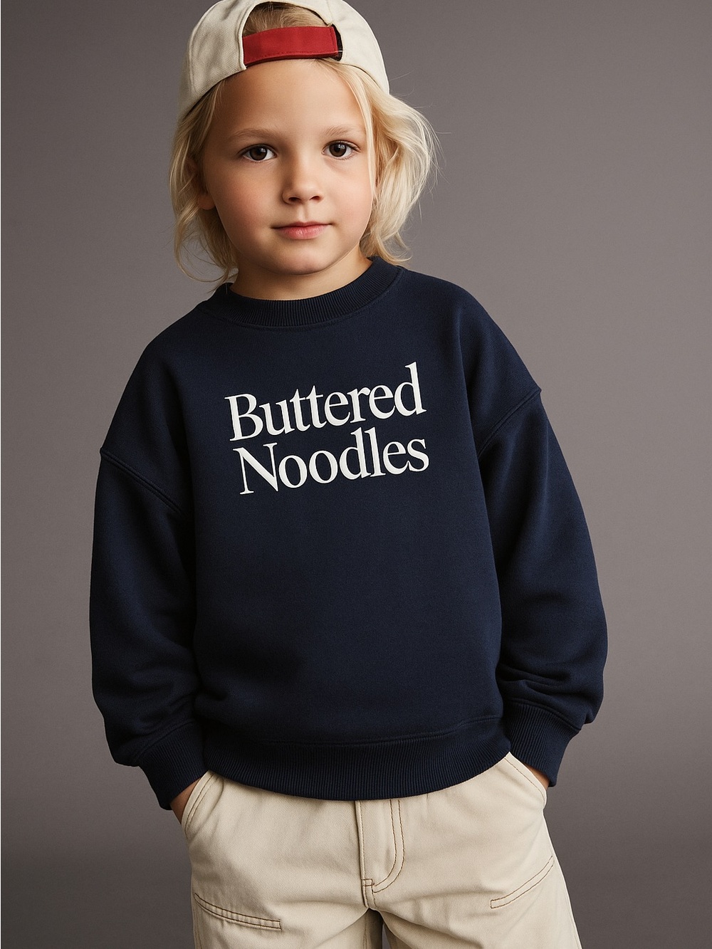 Kids “Buttered Noodles” Crewneck Sweatshirt | NWT